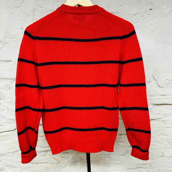 Lands End Striped Sweater 100% Shetland Wool Crewneck Made in England Vintage - Picture 6 of 6